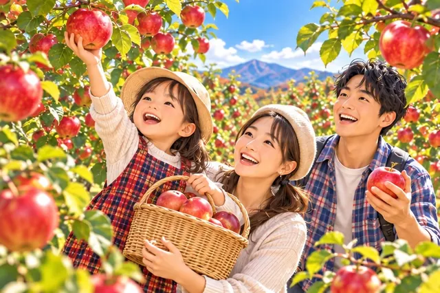 高橋果樹園 りんご狩り（イメージイラスト）
